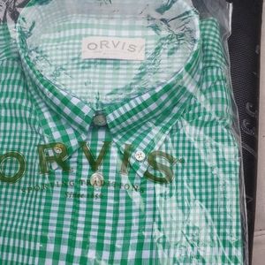 Orvis gingham glen l/s shirt x large green/white